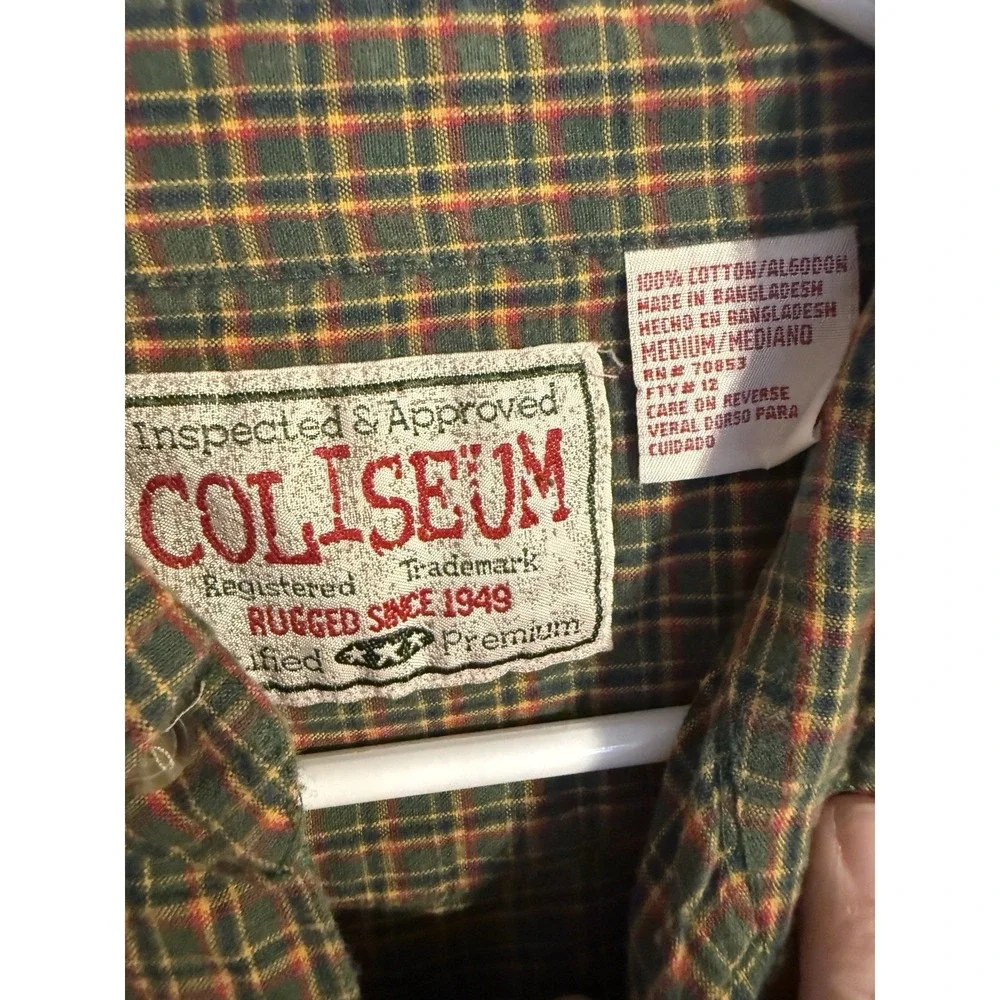 Coliseum VINTAGE Men's  Plaid Button-Down Shirt M Cotton Flannel Long Sleeve